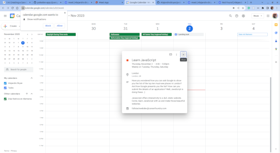 Google calendar integration