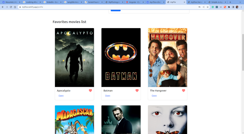 User favorites movies list